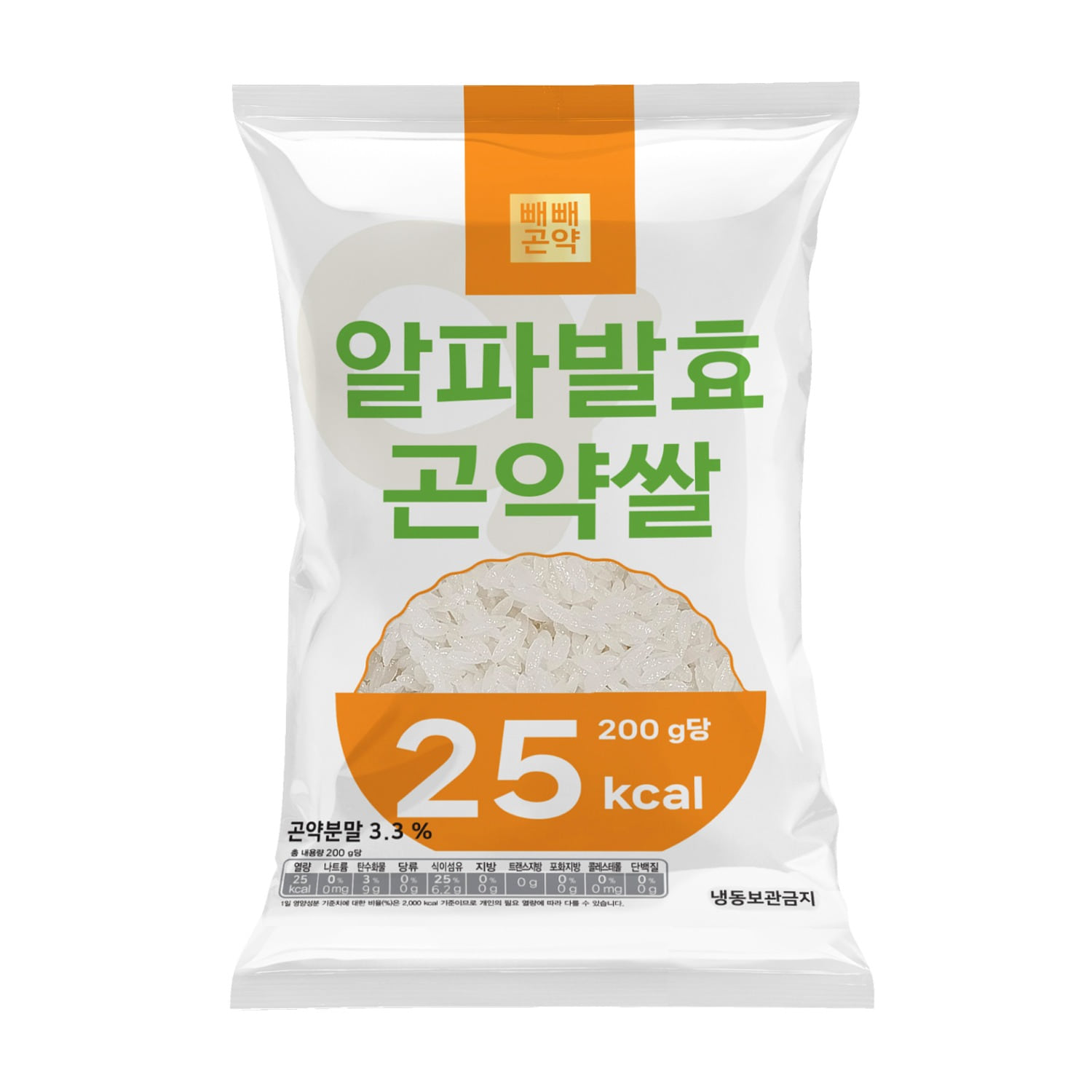 빼빼곤약 알파발효곤약쌀 200g x 1팩 (100g당 12.5kcal)